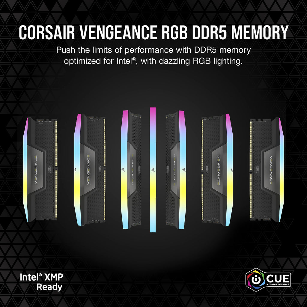 Corsair vengeance rgb 32 gb ddr5-6000 (2x 16 gb) werkgeheugen (zwart, cmh32gx5m2b6000c38, xmp 3.0)