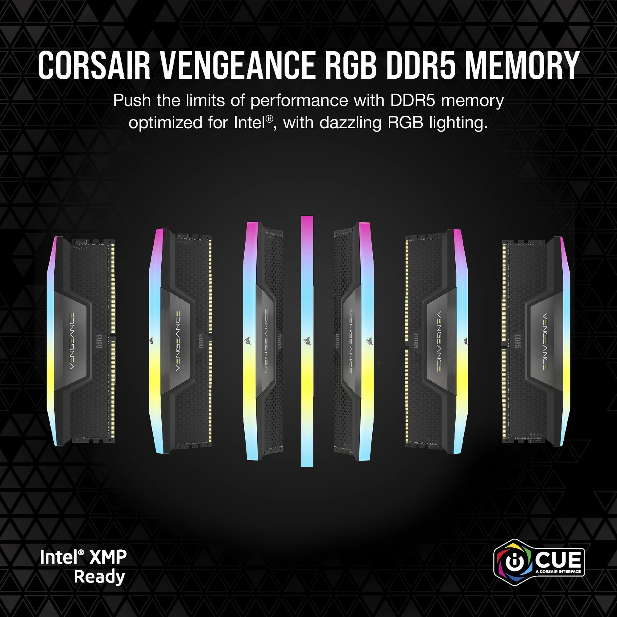 Corsair vengeance rgb 32 gb ddr5-6000 (2x 16 gb) werkgeheugen (zwart, cmh32gx5m2b6000c38, xmp 3.0)