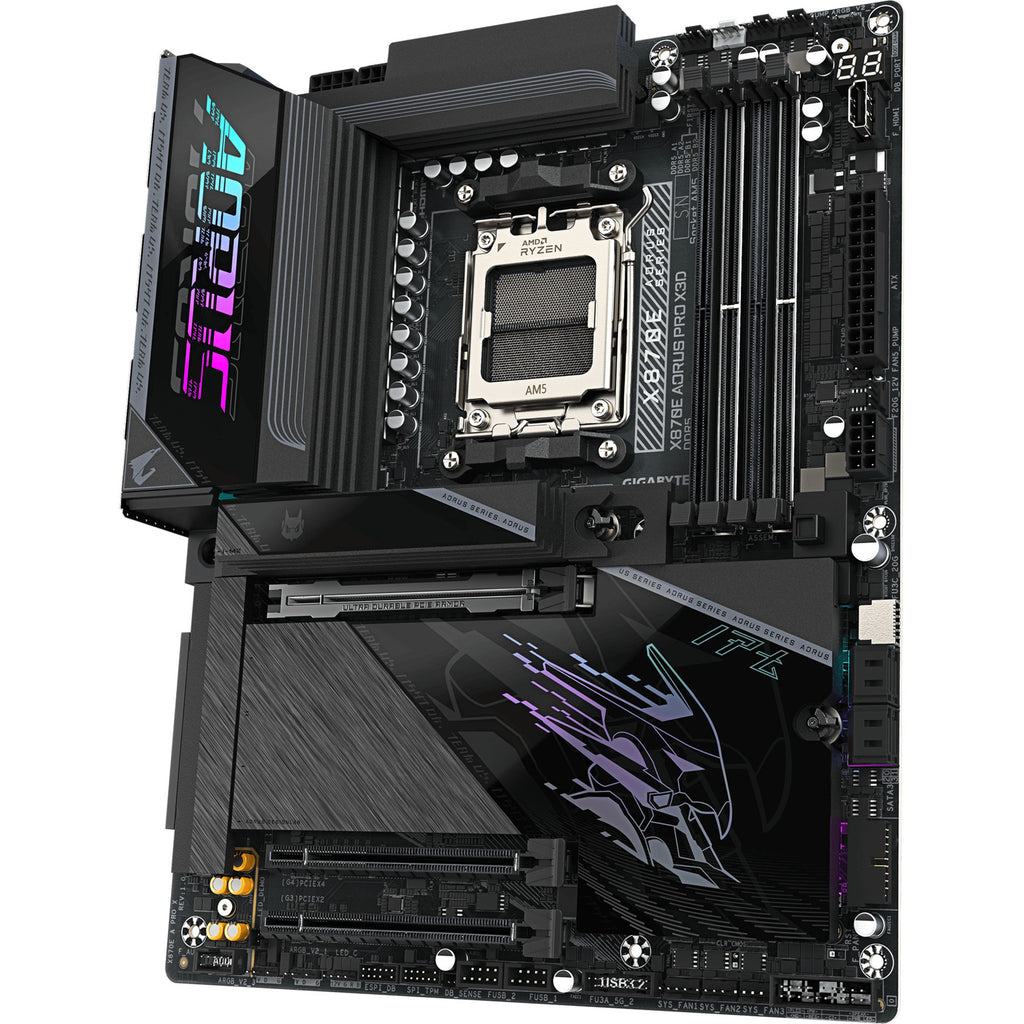 Gigabyte x870e aorus pro x3d socket am5 moederbord (zwart, raid, 5gb-lan, wi-fi 7, bt, sound, atx)