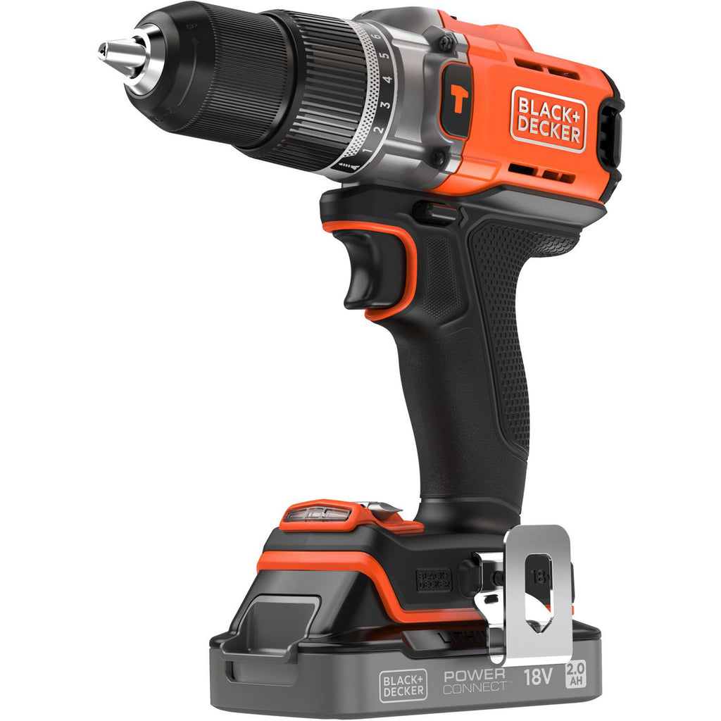 Black+decker 18v schroefklopboormachine + 18v pendeldecoupeerzaag bundel (zwart oranje)
