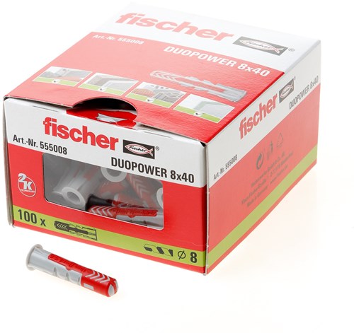 Fischer duopower pluggen 8x40mm - 100 stuks