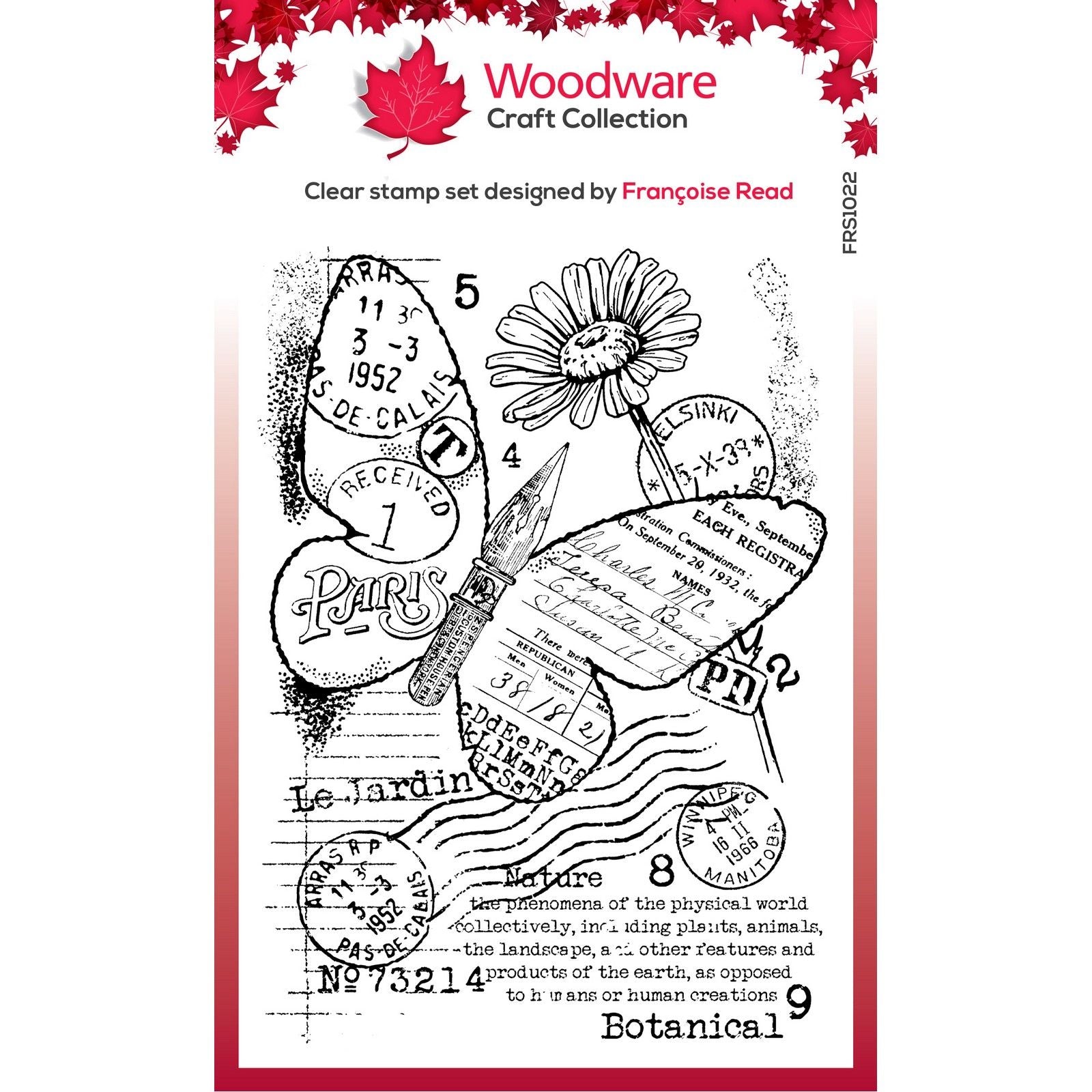 Woodware • clear singles stamp set paper nib butterfly