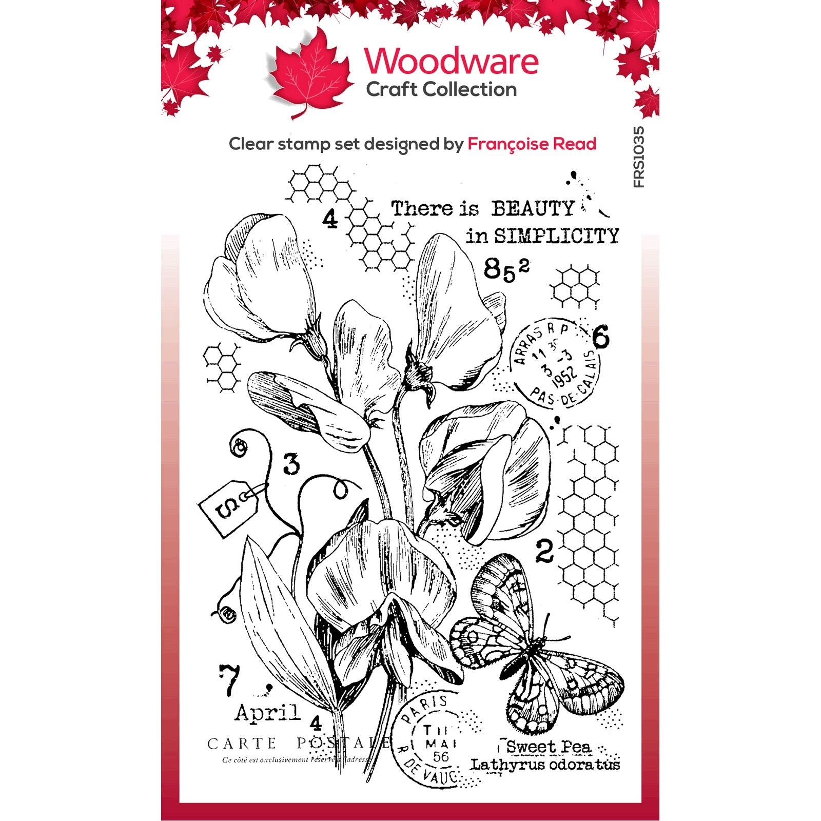 Woodware • clear singles stamp set sweet pea postcard