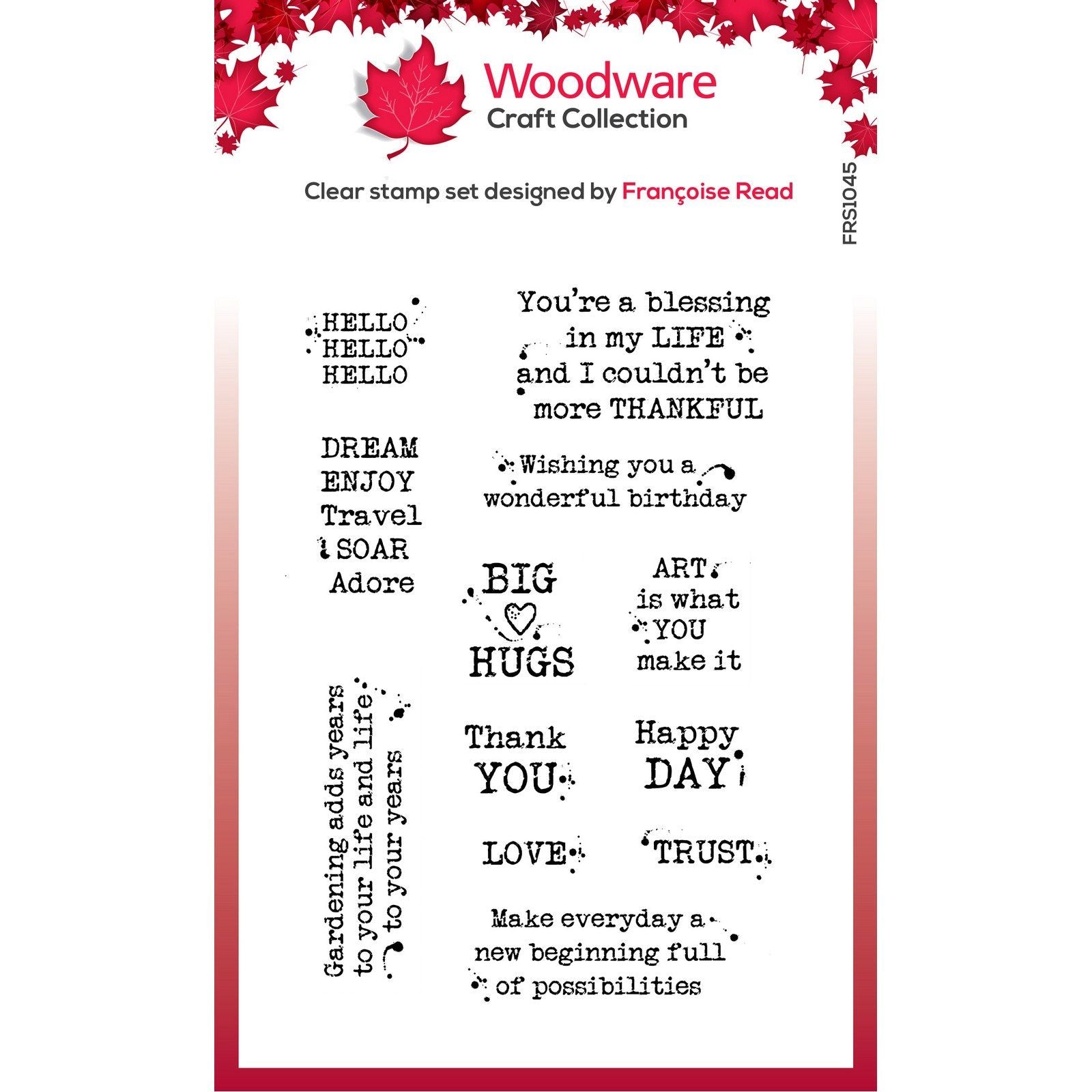 Woodware • clear singles postage stamp greetings