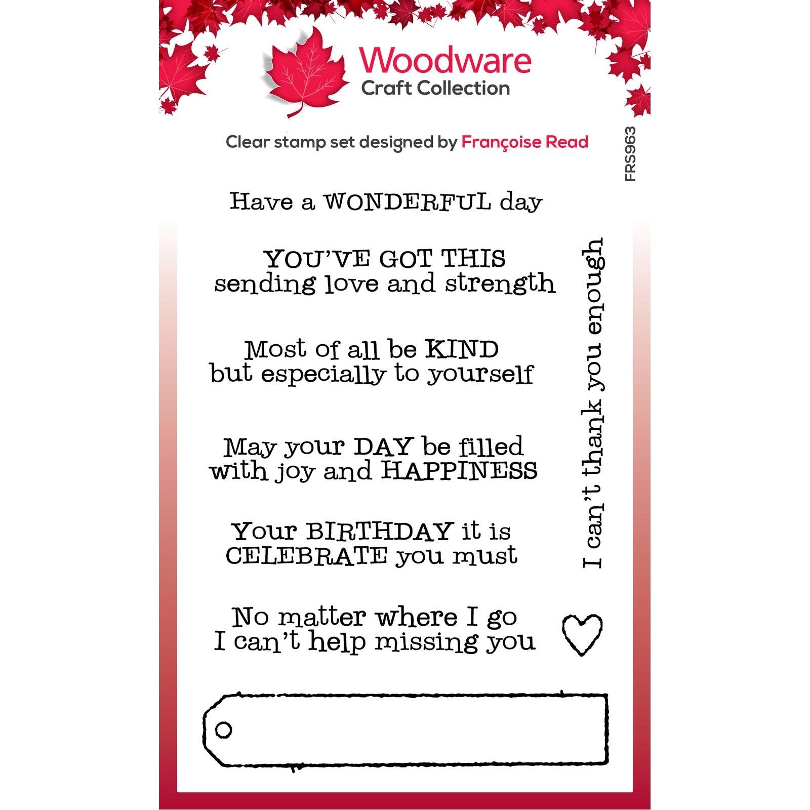 Woodware • clear singles stempel long tag wishes