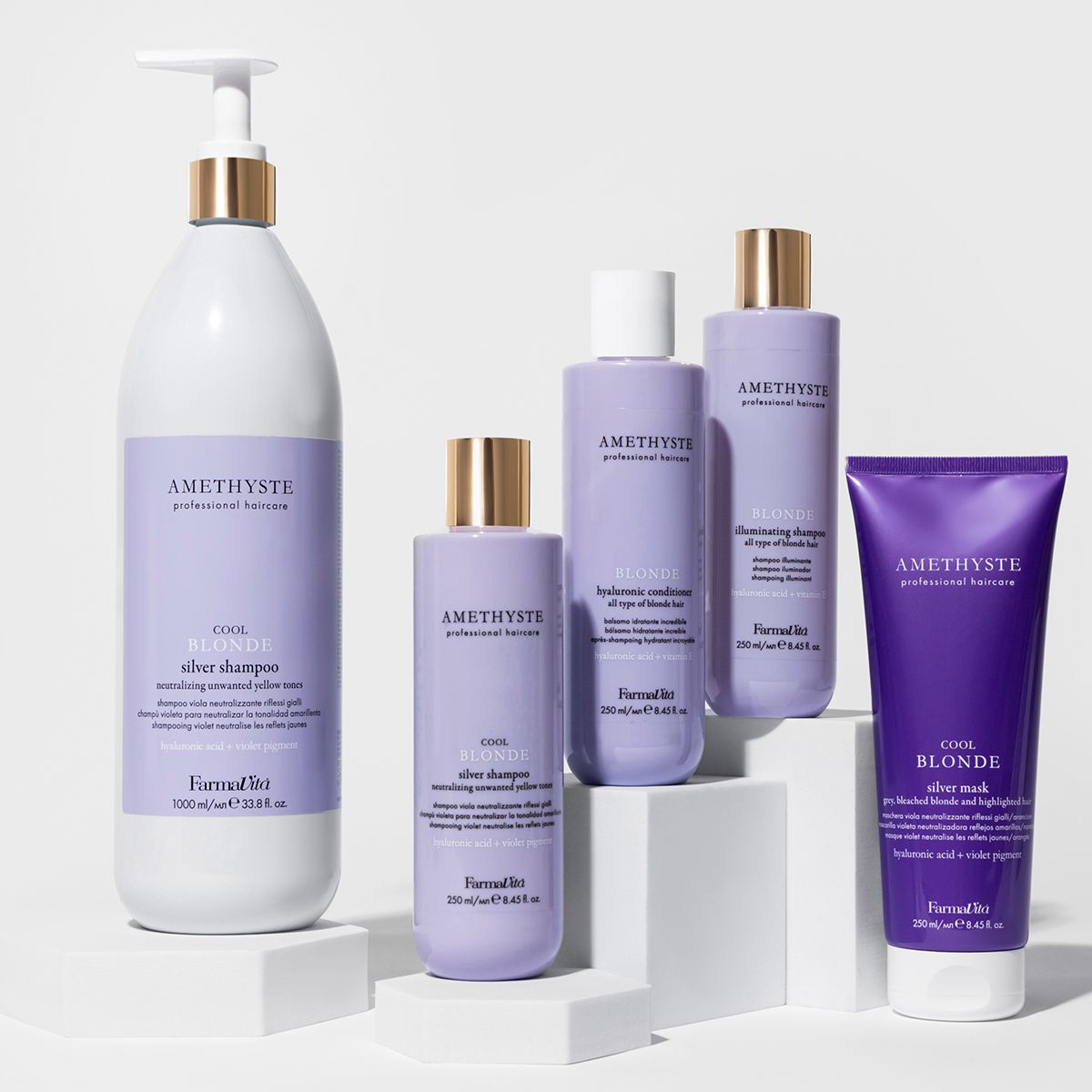 Farmavita amethyste cool blonde silver shampoo 1000ml