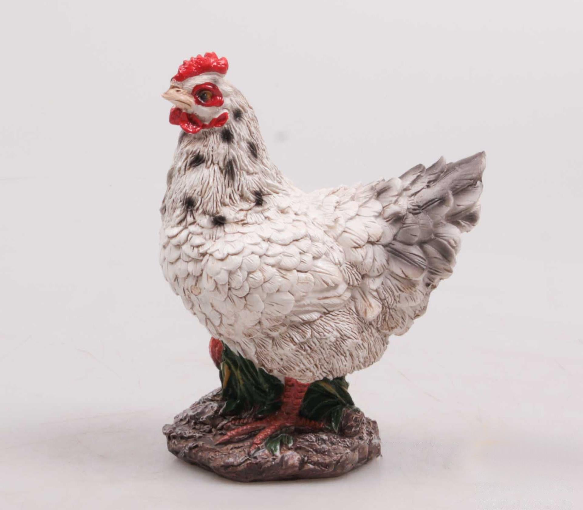 Farmwood animals tuinbeeld kip klein wit 14x8x17cm