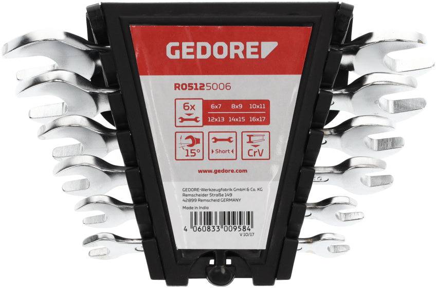 Gedore steeksleutelset kort | sw 6-17 mm | 6-dlg - 3300958