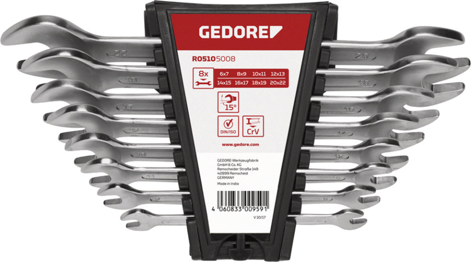 Gedore red r05105008 steeksleutelset sw6-22 lang metrisch 8-delig 3300959 - r05105008