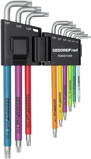 Gedore r36401009 | haakse stiftsleutelset | tx | t10-t50 multicolor | 9-dlg 3301333