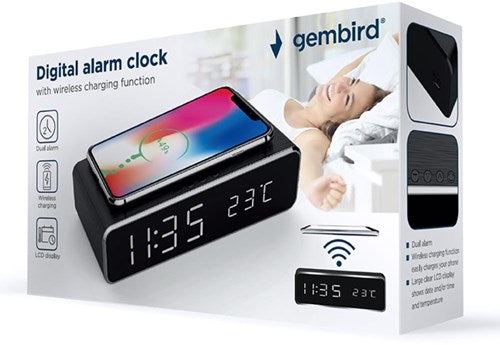 Enzo gembird digitale wekker met draadloze laadfunctie voor smartphone - 8140250