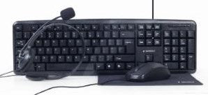 Enzo gembird thuiswerk set zwart toetsenbord muis+mat en headset - 9510121