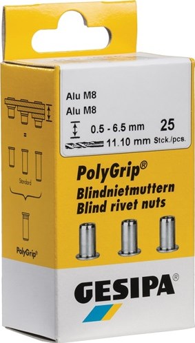 Gesipa blindklinkmoer | klinknagelschacht d x l 9 x 18 mm m6 | rvs a2 | 25 stuks - 1464838 1464838