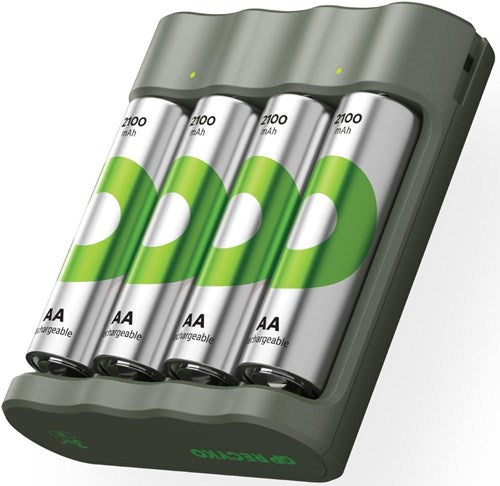 Gp batterijlader usb 3h met 4x2100ma aa batterij - 3503062
