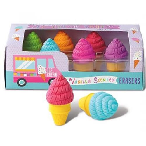 Van Der Doelen 6 Eiscreme-Radiergummis mit Vanilleduft
