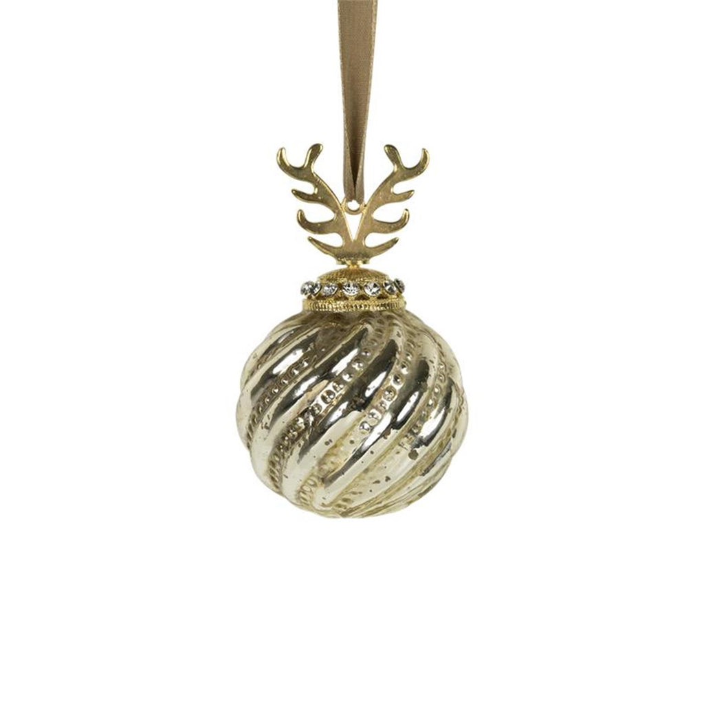 Kerstbal gewei glas goud ø8cm