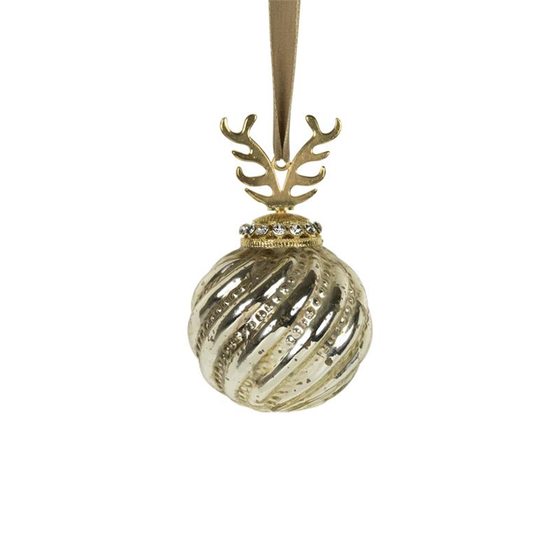 Kerstbal gewei glas goud ø8cm