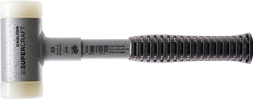 Halder kunststofhamer | lengte 310 mm hoofd-d. 50 mm | stalen buis terugslagvrij | hard nylon wit | 1 stuk - 3377.050 - 3377.050
