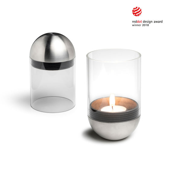 Höfats Gravity Candle windlicht 13 cm zilver