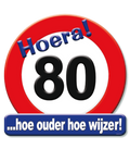 Paperdreams kroonschild verkeersbord 80 jaar 50cm