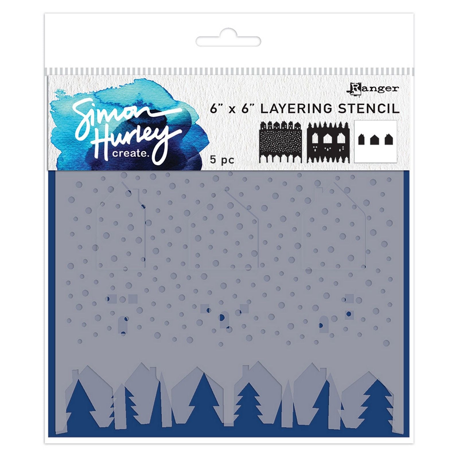 Ranger ink ranger • simon hurley create, winter scene maker stencil set 3 pieces