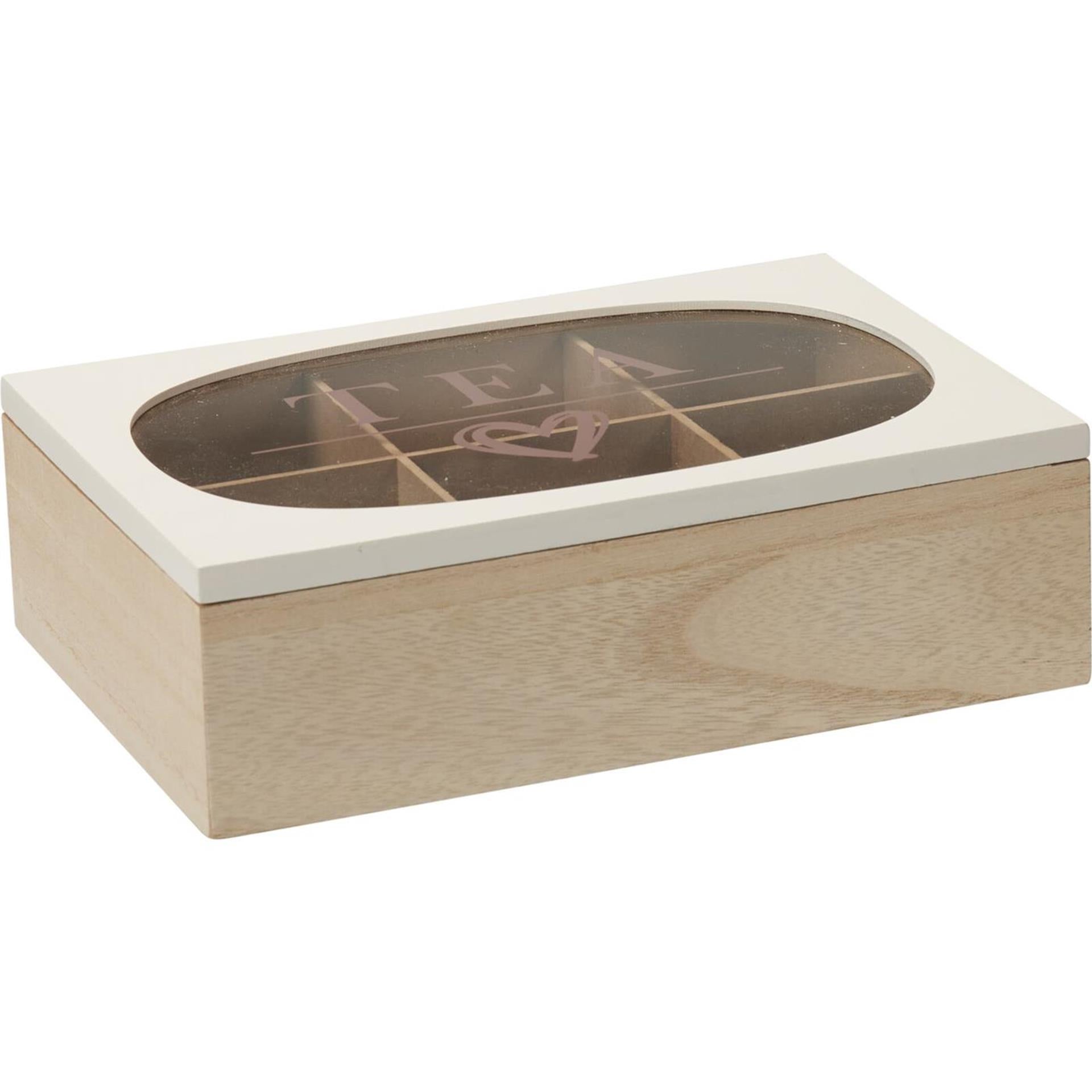 Home styling theedoos 24x16cm hout glas