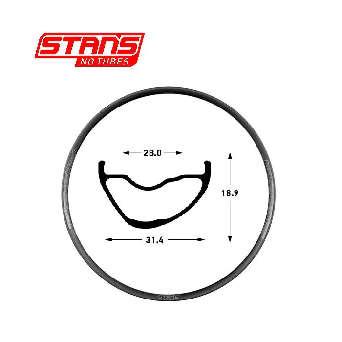Stans notubes velg arch mk4 27.5 650b 32h black gray snt