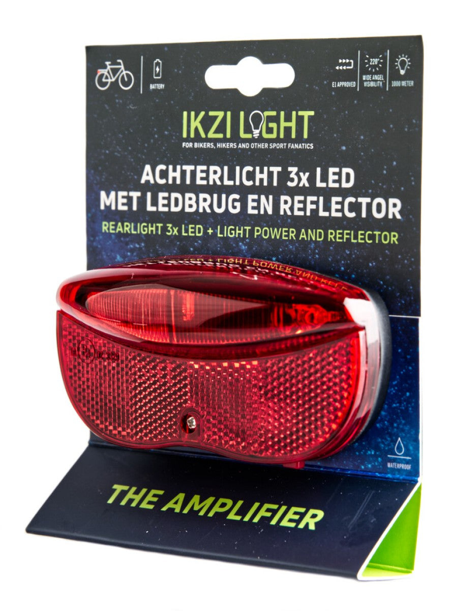 Ikzi LED-Rücklichtreflektor, 3 LEDs, Batterie, 50 mm auf Karte