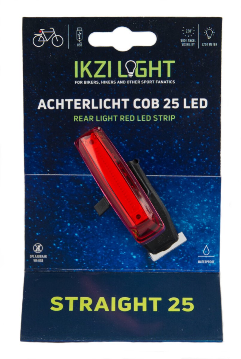 IkziLight Rücklicht, gerader 25 COB-LED-Streifen + USB