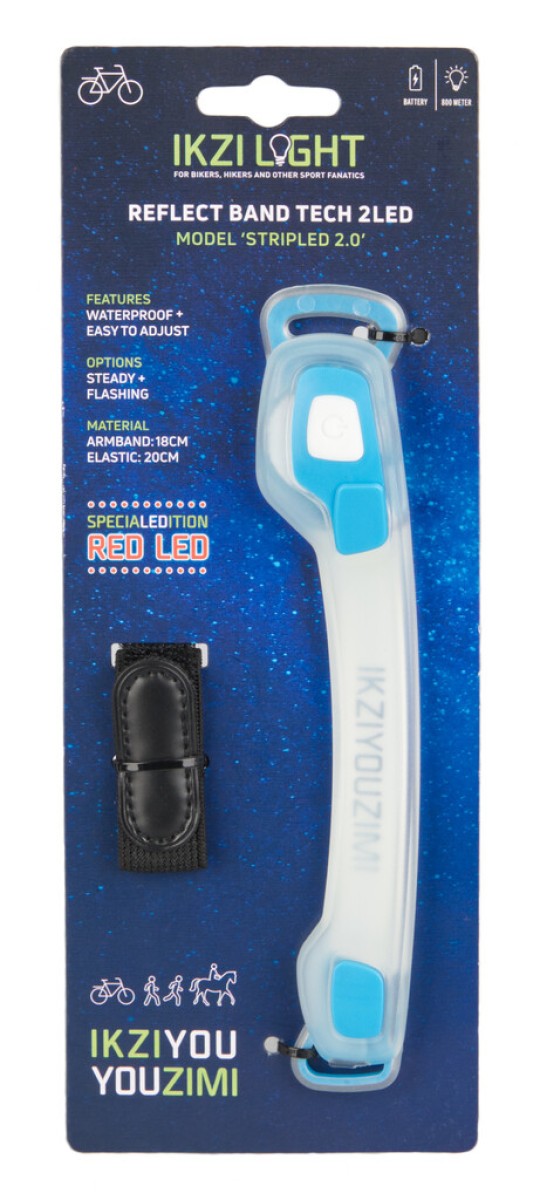 Ikzi Light Armband-LED-Streifen, 2x rote LED, transparentes Blau