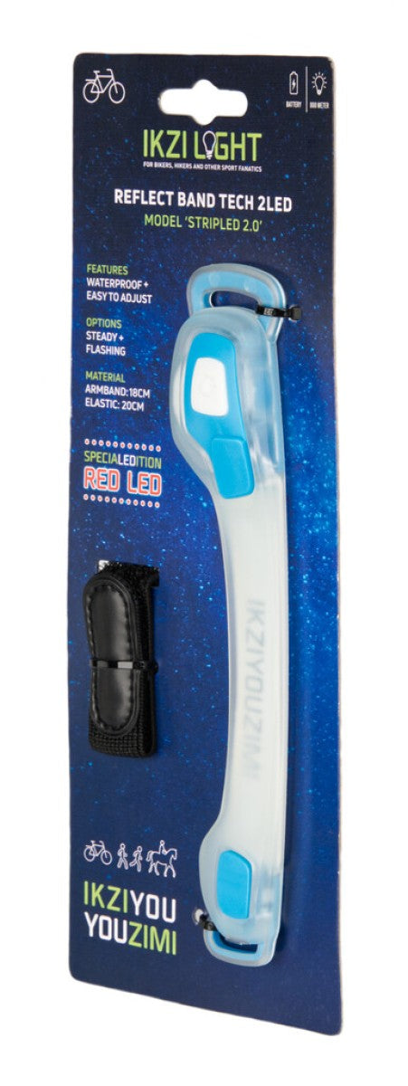 Ikzi Light Armband-LED-Streifen, 2x rote LED, transparentes Blau