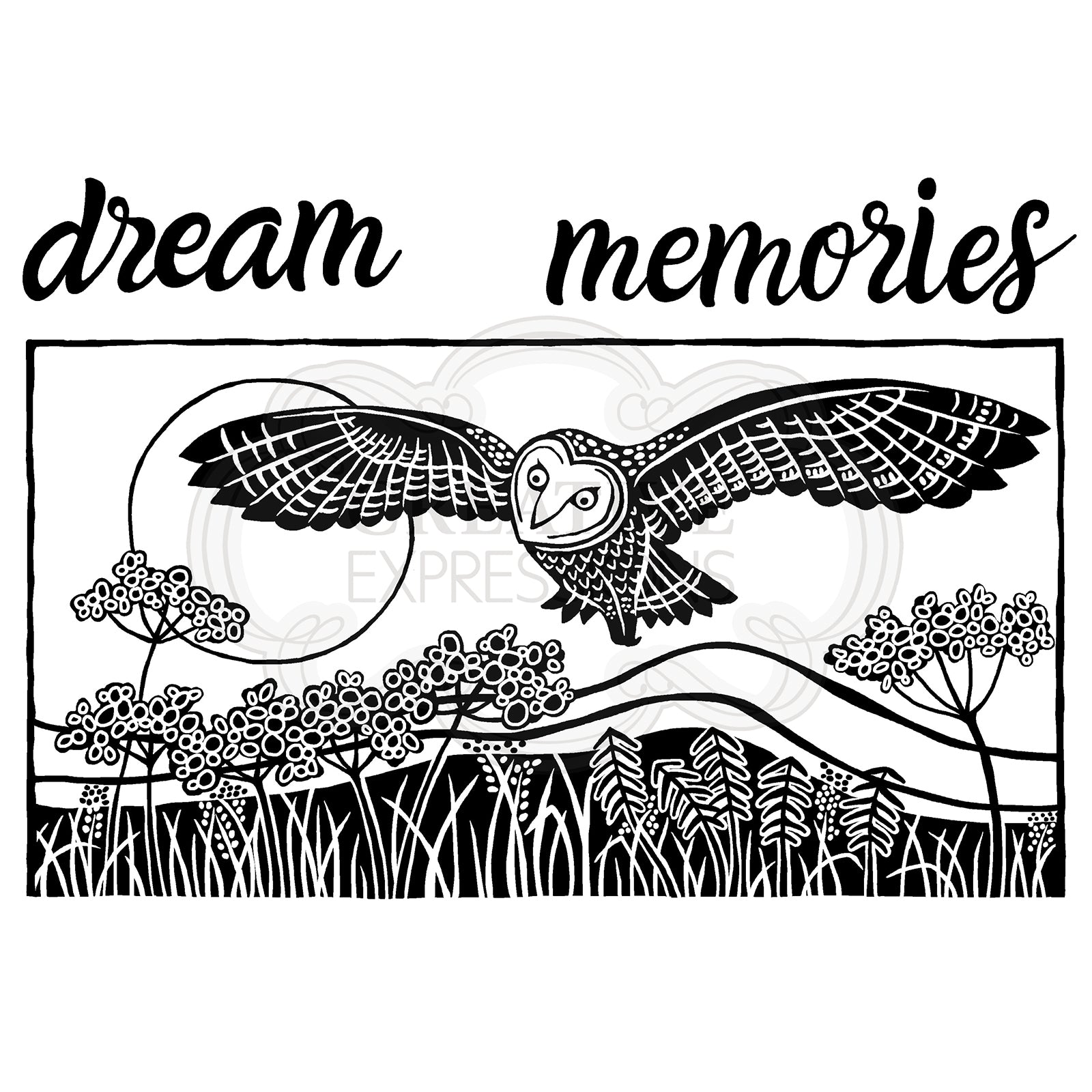 Woodware • clear stamp set lino cut - hunting owl