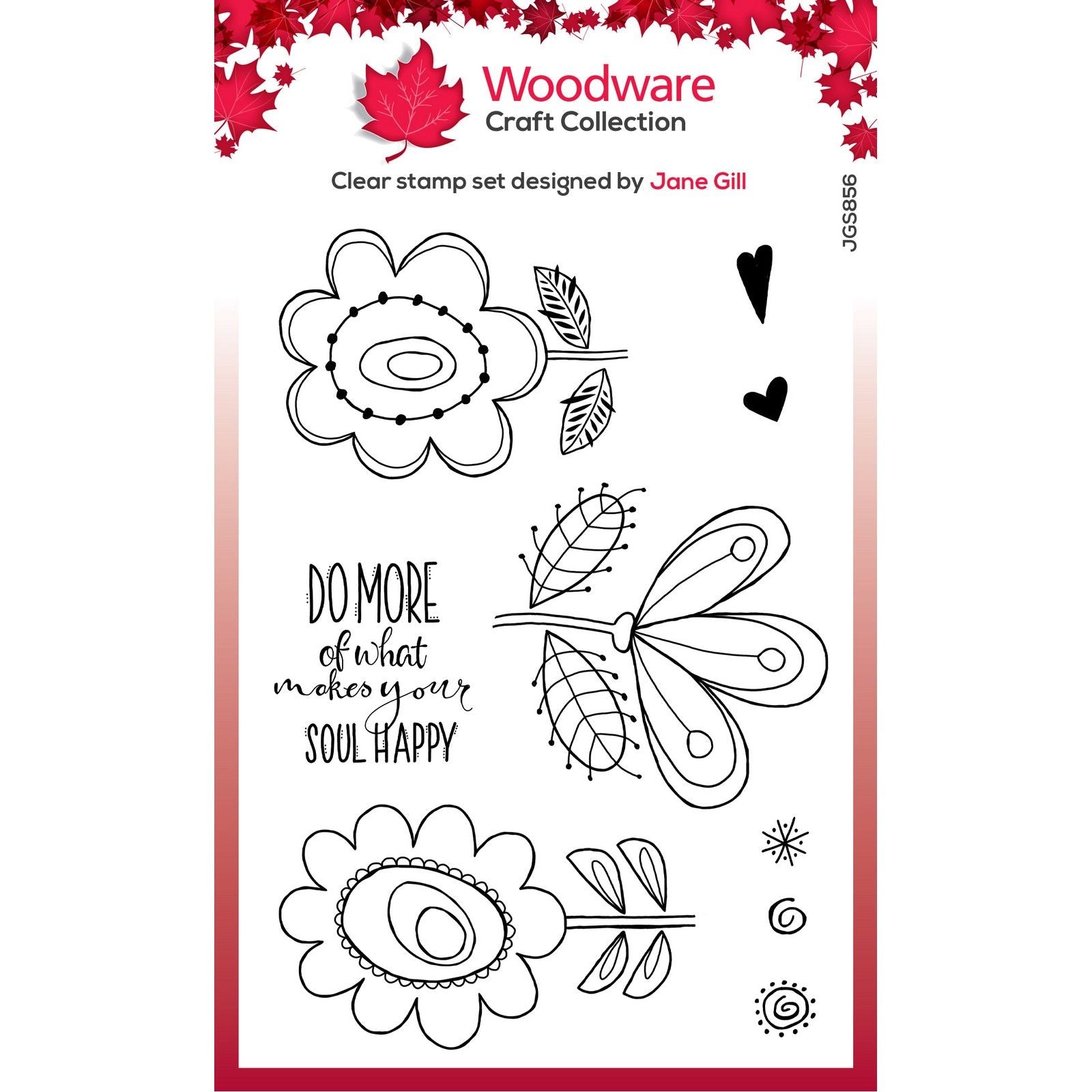 Woodware • clear singles stempel set petal doodles happy soul