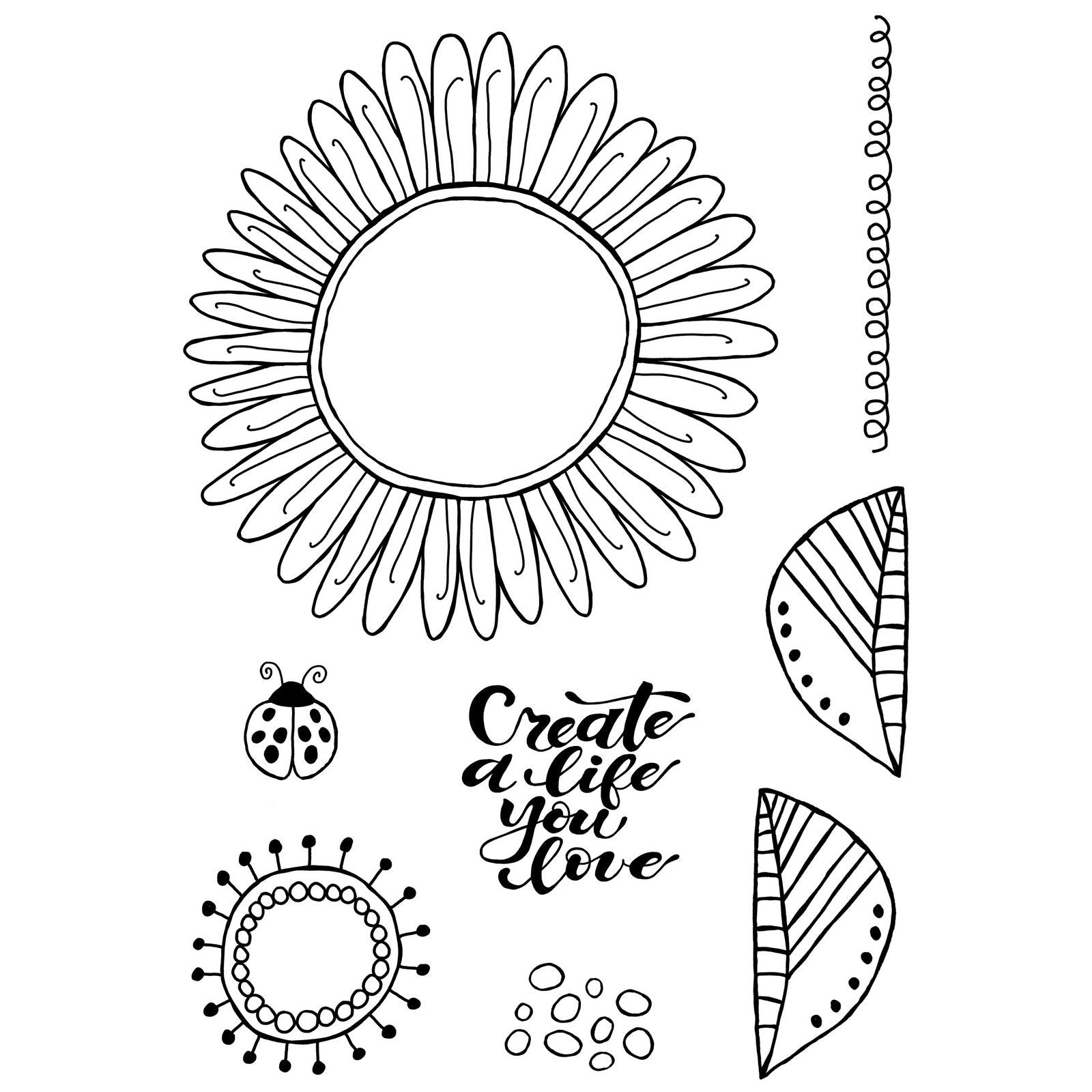 Woodware • clear singles stempel set petal doodles live life