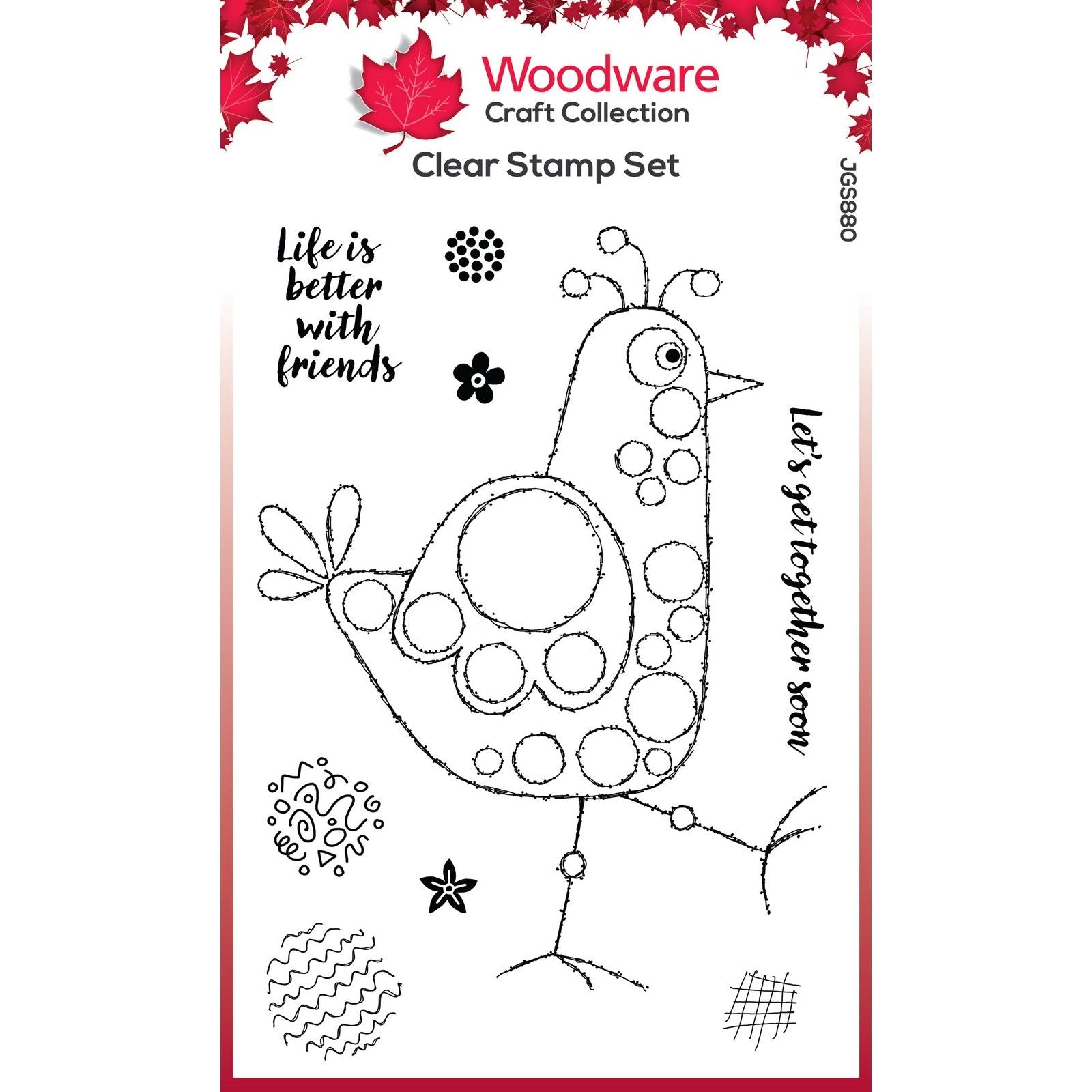 Woodware • clear singles bubble birds paula 4 in x 6 in stamp set