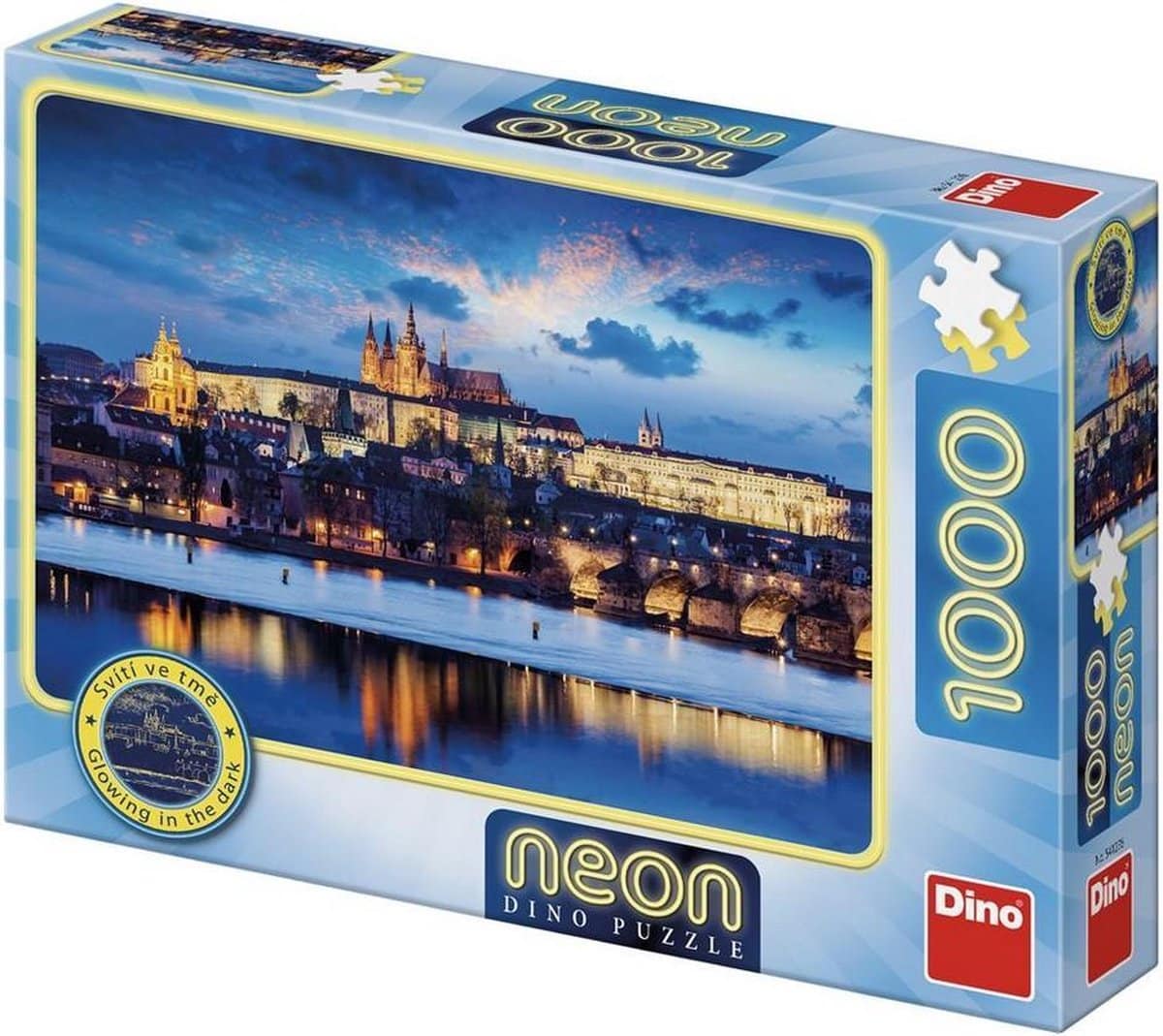 Dinotoys dino puzzel - glow in the dark kasteel in praag - 1000 stukjes