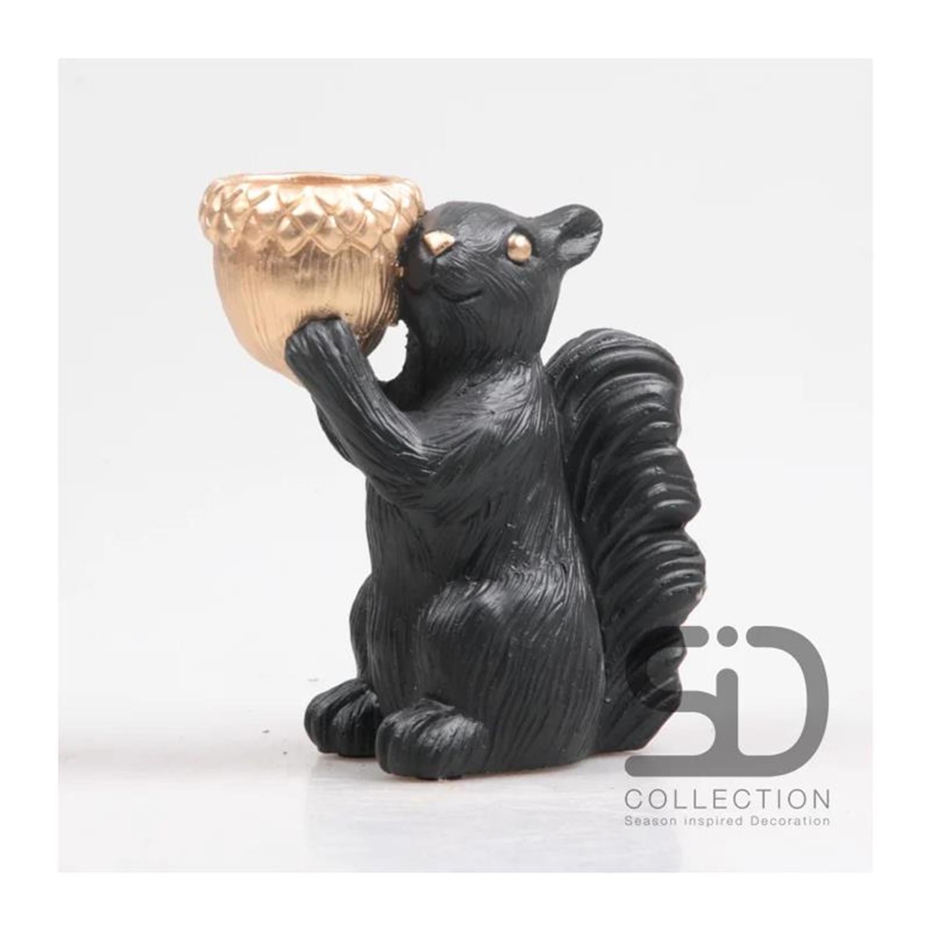 Season inspired decoration theelichthouder eekhoorn 16,3cm zwart