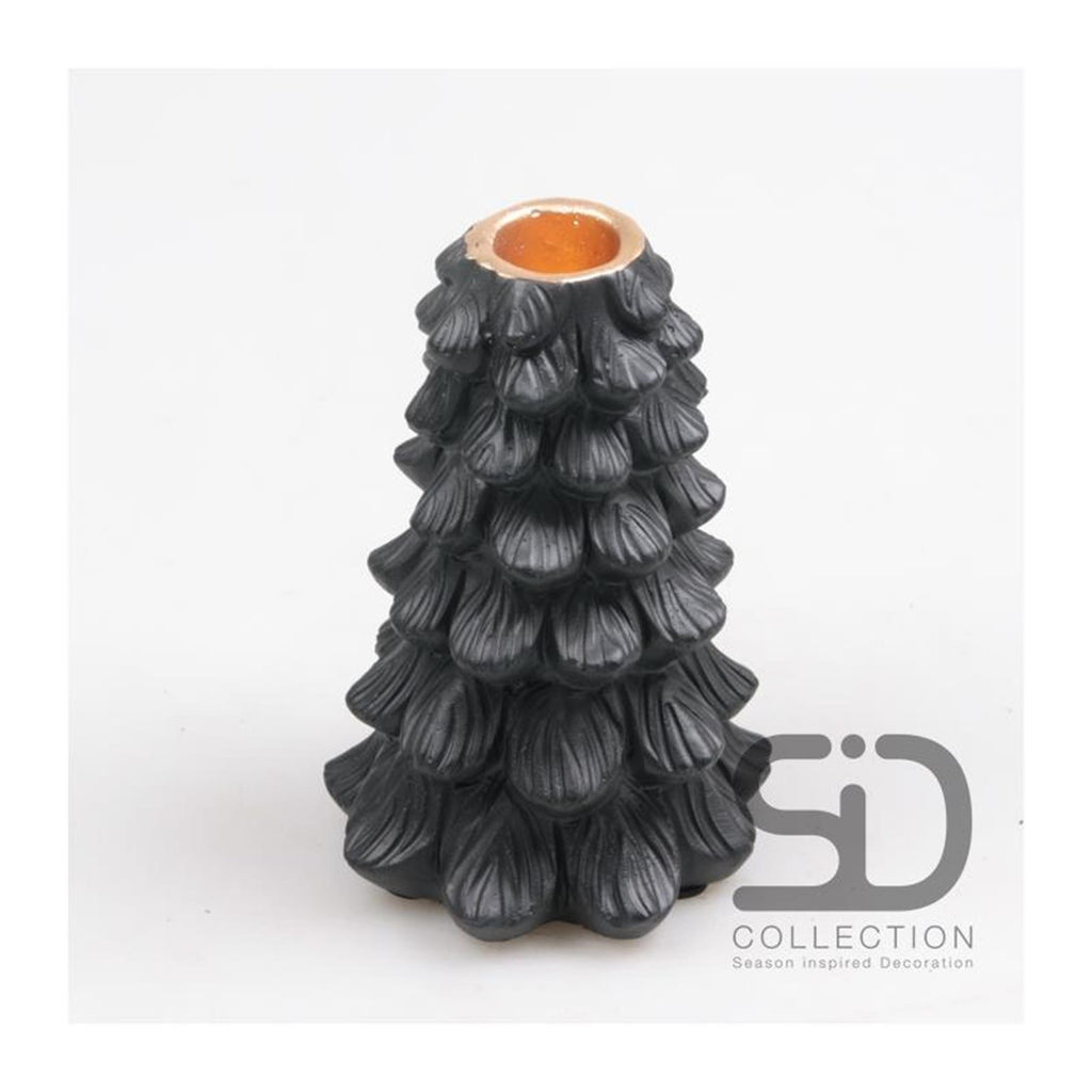 Season inspired decoration kandelaar kerstboom 10x10x15 zwart