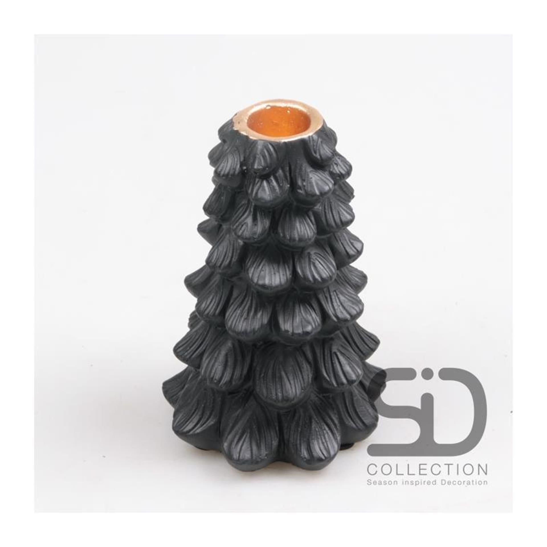 Season inspired decoration kandelaar kerstboom 10x10x15 zwart