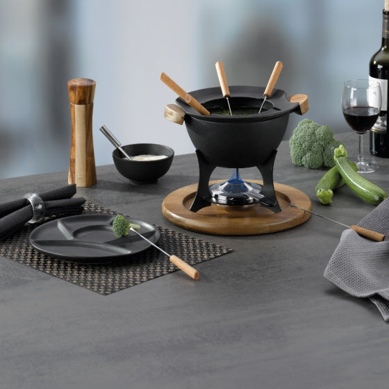 Kela Country Fondue-Set für 6 Personen, 1 Liter, 11-teilig, schwarz