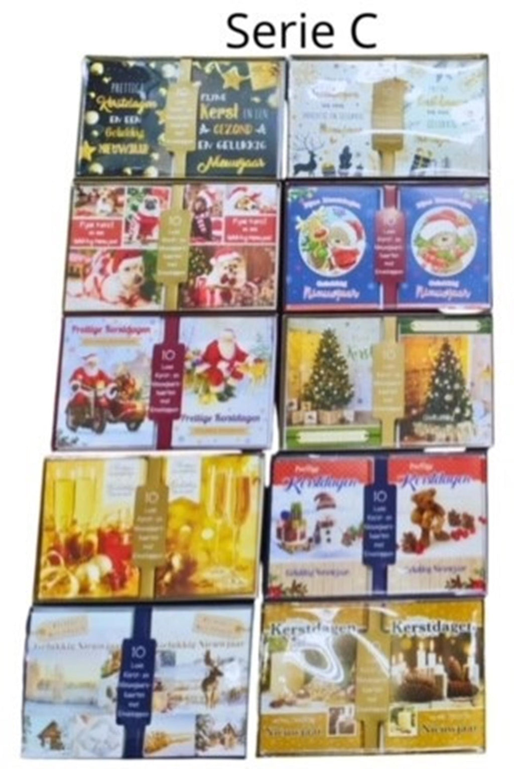 Kerstkaarten 10 in showdoos+envelop abc
