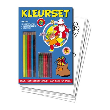 Van Der Doelen Sinterklaas Malset mit Malseiten, Buntstiften und Kreiden