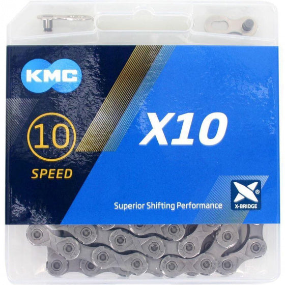KMC X10 fietsketting, 1 2x11 128, 114 schakels, grijs