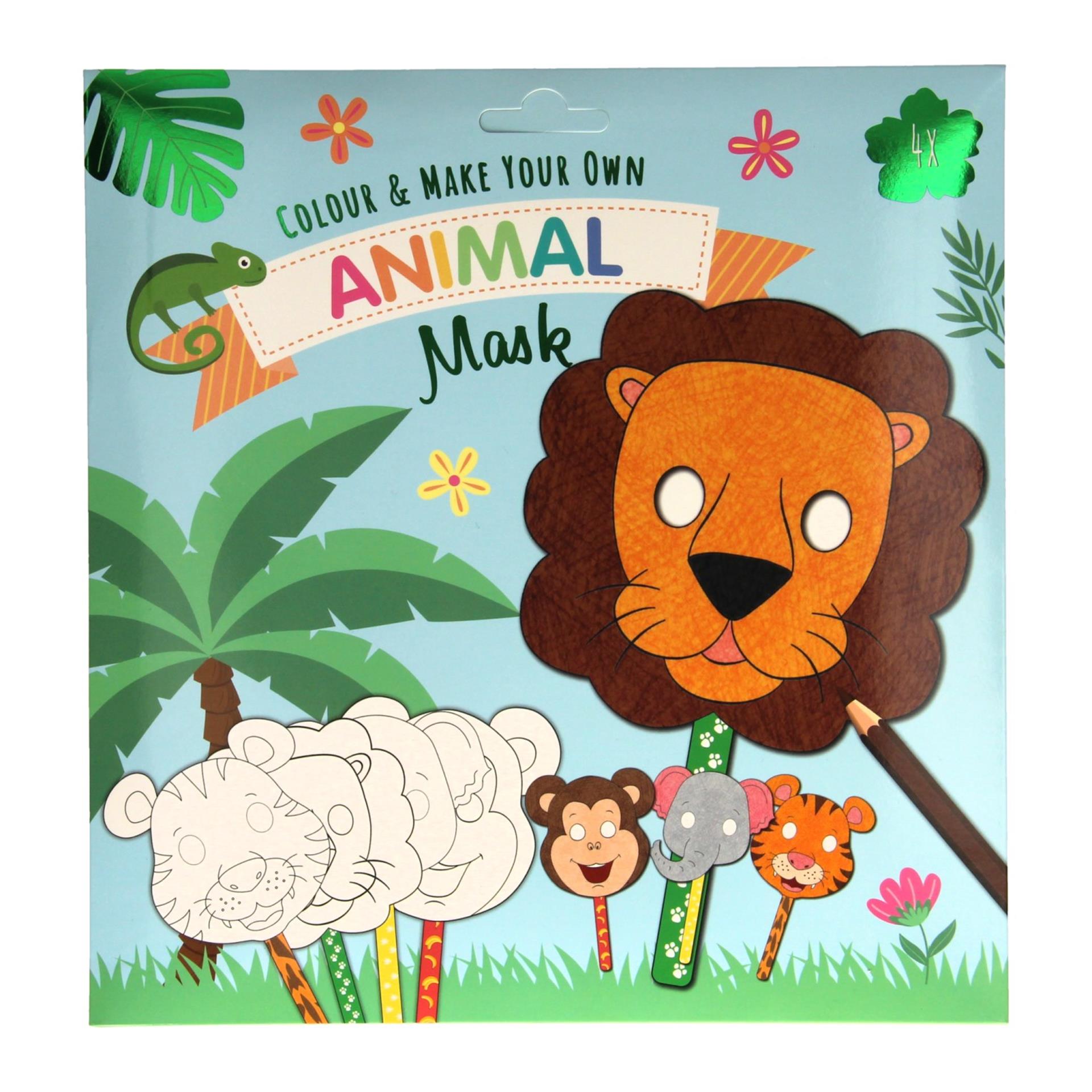 Farbe und machen Sie Ihre eigenen Masken - Tiere, 4St.