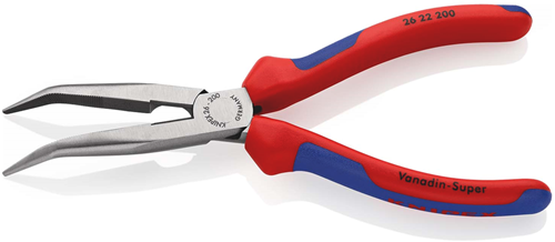 Knipex platspitse tang met zijsnijder (telefoontang) | 200 mm lengte | meer-componentengrepen | zwart geatramenteerd - 26 22 200 sb