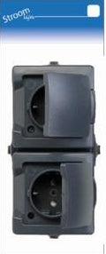 Enzo kopp swd opbouw stopcontact ra dubbel horizontaal antraciet - 6628240