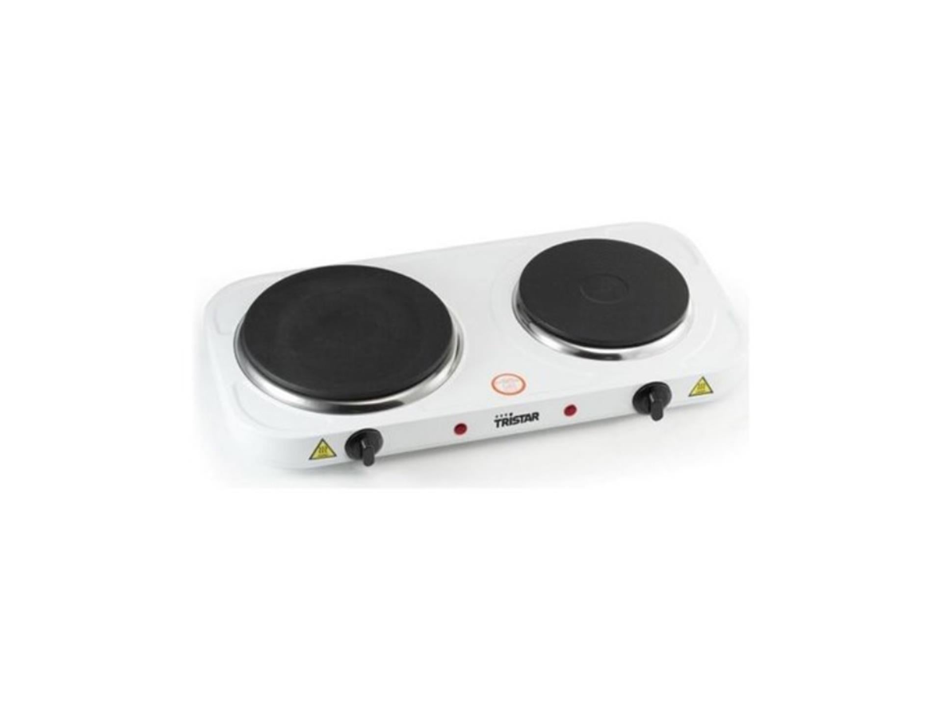 Tristar kookplaat dubbel 18,5 + 15,5cm, 1500+1000w, regelbaar 5 standen