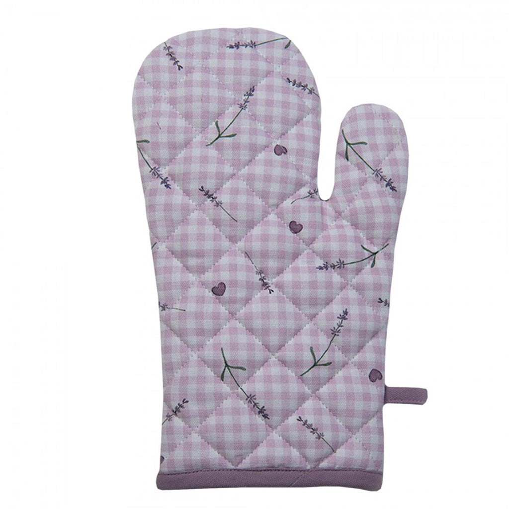 Clayre eef ovenhandschoen lavendel paars18x30cm katoen