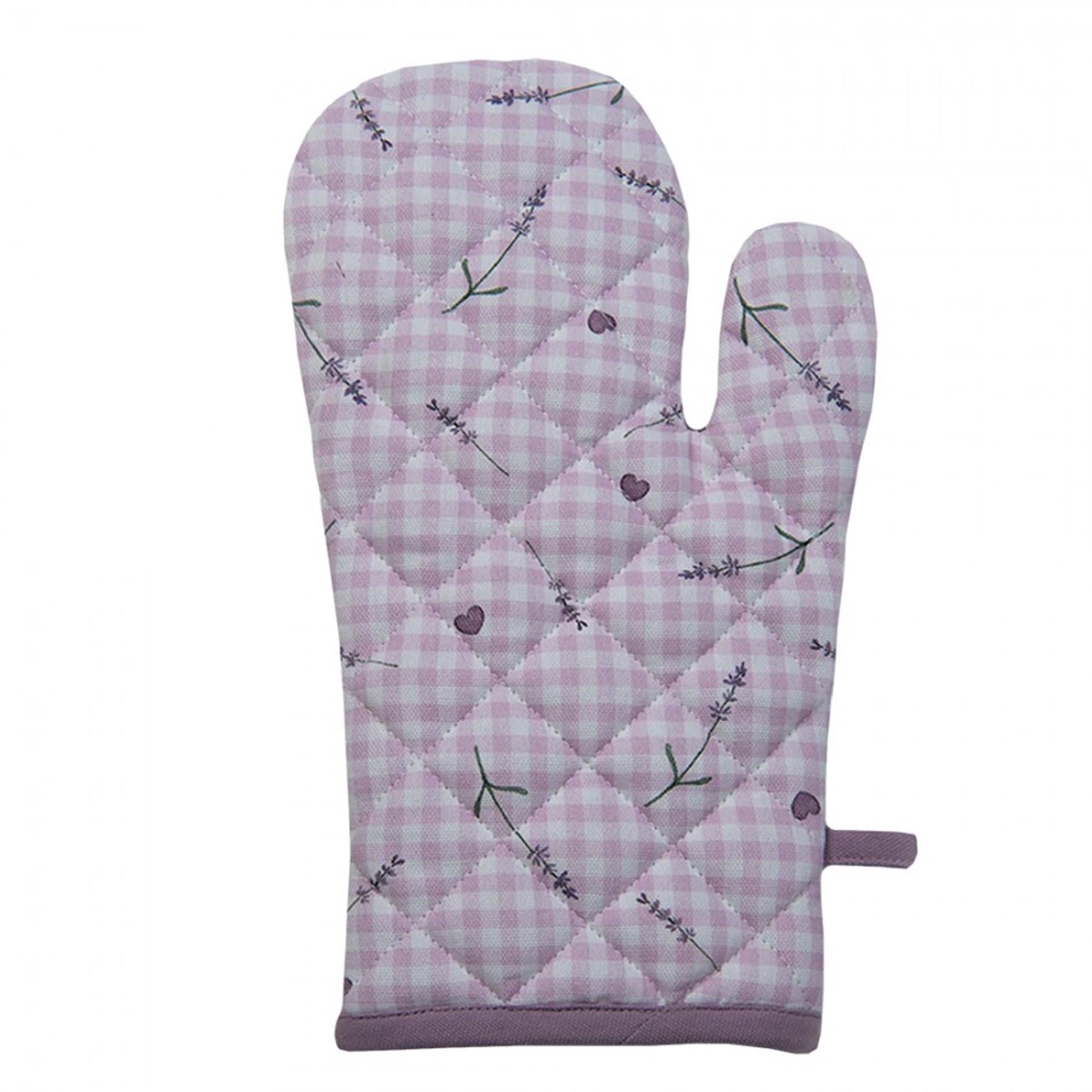 Clayre eef ovenhandschoen lavendel paars18x30cm katoen