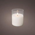 Enzo led flakkerkaars in glas 10x12,5cm wit - 5509675